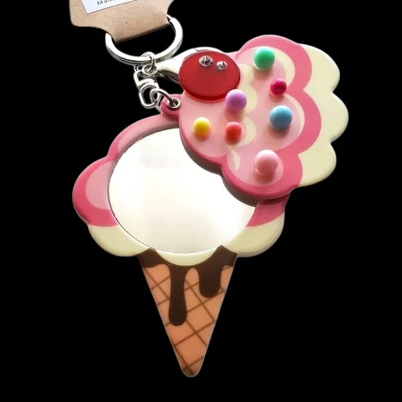 Novelty Bag Charm - Ice Cream Keychain with Mirror - Picture 2 of 6